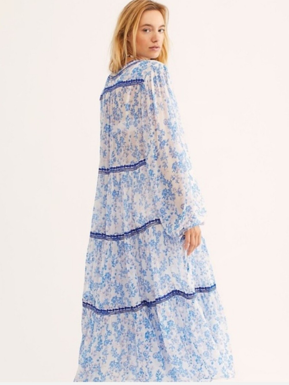 Call On me Embroidered Maxi Top Rare Blue - Picture 2 of 7